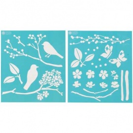 Šablona na textil - birds/berries