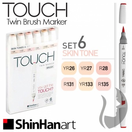 Touch marker 6 ks set skin - štětcové