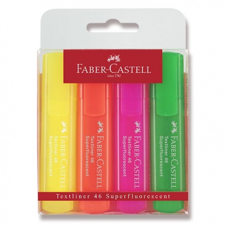 Zvýrazňovače Faber Castell  4 ks – fluo