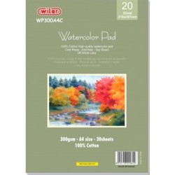 Blok akvarel  A4  ze 100 bavlny, 300 gr. 20 listů