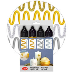 Sada voskových per 4 ks – zlaté a stříbrné (perleť + třpytky), 28 ml